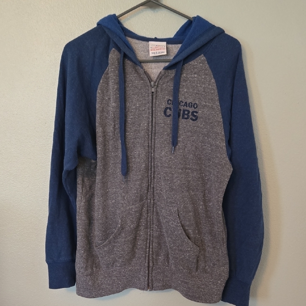 MLB Cubs Gray And Blue Zip Up Hoodie Size Medium